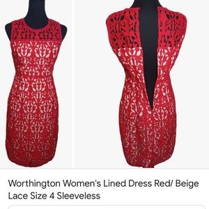Worthington Red Lace Dress